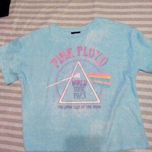 Youth XL Blue Cropped Pink Floyd Tee